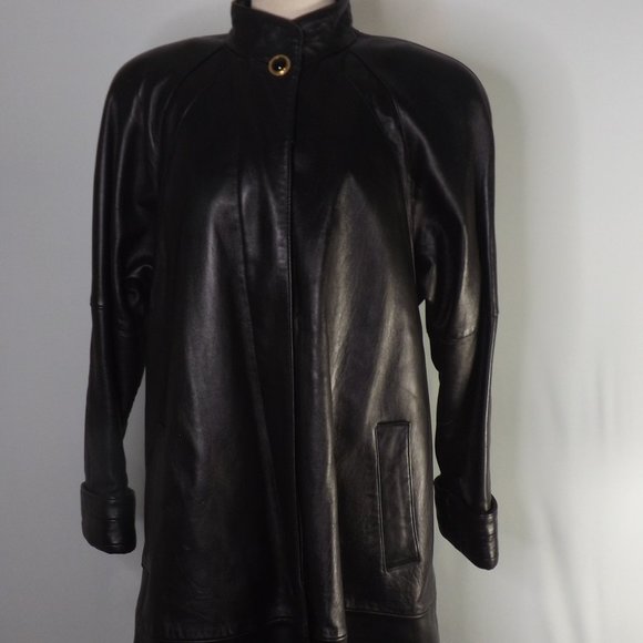 Tibor Leathers brand women's black long coat. - Picture 1 of 9